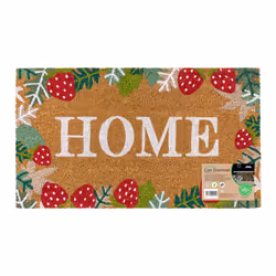 JVL Eco-Friendly Latex Backed Coir Entrance Doormat, 40x70cm - Strawberry Fields