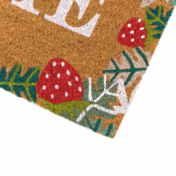 JVL Eco-Friendly Latex Backed Coir Entrance Doormat, 40x70cm - Strawberry Fields