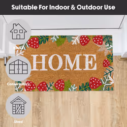JVL Eco-Friendly Latex Backed Coir Entrance Doormat, 40x70cm - Strawberry Fields - Additional view 7
