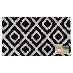 JVL Eco-Friendly Latex Backed Coir Entrance Doormat, 40x70cm - Monochrome Diamond