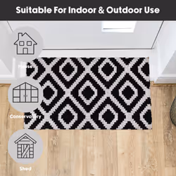 JVL Eco-Friendly Latex Backed Coir Entrance Doormat, 40x70cm - Monochrome Diamond - Additional view 7