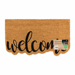 JVL Eco-Friendly Latex Backed Coir Entrance Doormat, 40x70cm - Shaped Welcome