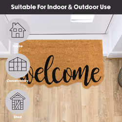 JVL Eco-Friendly Latex Backed Coir Entrance Doormat, 40x70cm - Shaped Welcome - Additional view 7