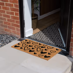 JVL Eco-Friendly Latex Backed Coir Entrance Doormat, 40x70cm - Hearts - Additional view 10