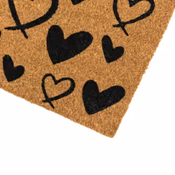 JVL Eco-Friendly Latex Backed Coir Entrance Doormat, 40x70cm - Hearts