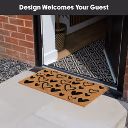 JVL Eco-Friendly Latex Backed Coir Entrance Doormat, 40x70cm - Hearts - Additional view 4
