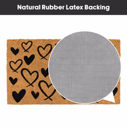 JVL Eco-Friendly Latex Backed Coir Entrance Doormat, 40x70cm - Hearts - Additional view 6