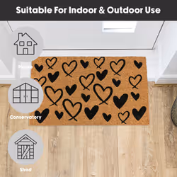 JVL Eco-Friendly Latex Backed Coir Entrance Doormat, 40x70cm - Hearts - Additional view 7