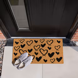 JVL Eco-Friendly Latex Backed Coir Entrance Doormat, 40x70cm - Hearts - Additional view 9