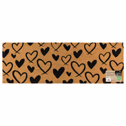 JVL Eco-Friendly Latex Backed Coir Entrance Doormat Runner, 40x120cm - Hearts