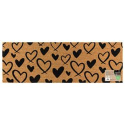 JVL Eco-Friendly Latex Backed Coir Entrance Doormat Runner, 40x120cm - Hearts