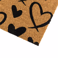 JVL Eco-Friendly Latex Backed Coir Entrance Doormat Runner, 40x120cm - Hearts