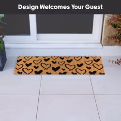 JVL Eco-Friendly Latex Backed Coir Entrance Doormat Runner, 40x120cm - Hearts - Additional view 4