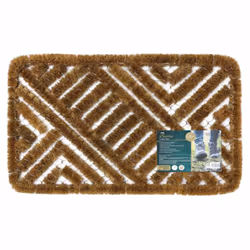 JVL Boston Natural Coir Steel Scraper Outdoor Entrance Door Mat, Metal, Brown, 39 x 59 cm