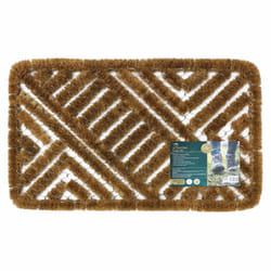 JVL Boston Natural Coir Steel Scraper Outdoor Entrance Door Mat, Metal, Brown, 39 x 59 cm