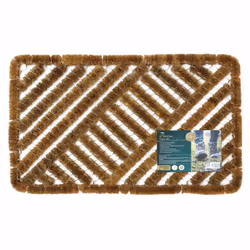 JVL Boston Natural Coir Steel Scraper Outdoor Entrance Door Mat, Metal, Brown, 39 x 59 cm