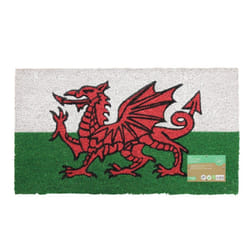 JVL Cymru Welsh Dragon Latex Backed Coir Coconut Entrance Door Mat, Multi-Colour, 40 x 70 cm