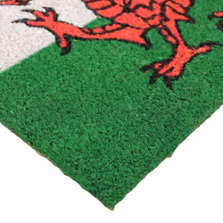 JVL Cymru Welsh Dragon Latex Backed Coir Coconut Entrance Door Mat, Multi-Colour, 40 x 70 cm
