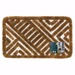 JVL Boston Natural Coir Steel Scraper Outdoor Entrance Floor Door Mat, Metal, Brown, 45 x 75 cm