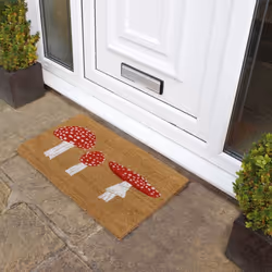 Eco-Friendly Latex Backed Coir Door Mat, Toad Stool