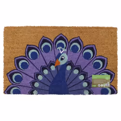 Eco-Friendly Latex Backed Coir Door Mat, Peacock