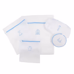 JVL Luxury Embroidered Mesh Laundry Bags For Delicates, Set of 5, White
