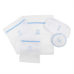 JVL Luxury Embroidered Mesh Laundry Bags For Delicates, Set of 5, White