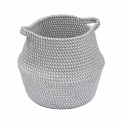 JVL Edison Round Belly Cotton Rope Storage, Medium, Grey