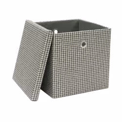 JVL Silva Foldable Fabric Storage Box with Lid, Grey
