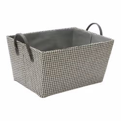 JVL Silva Rectangular Fabric Storage Box with Handles, Grey