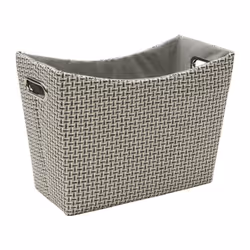 JVL Silva Fabric Magazine Holder with Inset Handles, Grey