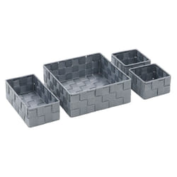 JVL Vichy Nylon Storage Baskets, Set of 4