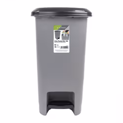 JVL Slim Plastic Lidded Foot Pedal Waste Bin, 15L, Grey