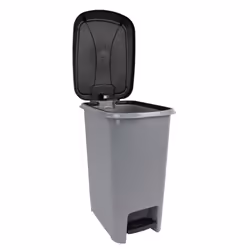 JVL Slim Plastic Lidded Foot Pedal Waste Bin, 60L, Grey