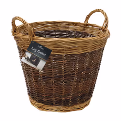 JVL Two Tone Willow Log Basket Medium
