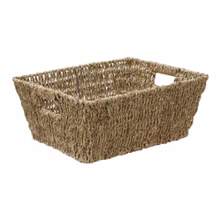 JVL Rectangular Seagrass Storage Basket, 37.5 x 28.5 x 15.5 cm