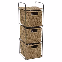 JVL Seagrass 3 Drawer Storage Tower
