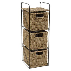 JVL Seagrass 3 Drawer Storage Tower
