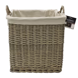 Antique Wash Willow Lined Logbasket