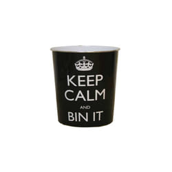 JVL Keep Calm and Bin It Waste Paper Bin - 25 x 26.5 cm, Black