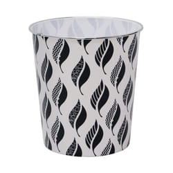 JVL Small Black Leaves Waste Paper Bin, 24.5cm x 26.5cm approx