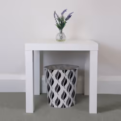 JVL Small Black Leaves Waste Paper Bin, 24.5cm x 26.5cm approx