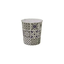 JVL Mosaic Navy Waste Paper Bin, 27cm x 25cm approx, Polypropylene, Small