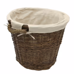 JVL Medium Lined Dark Willow Log Basket with Rope Handles