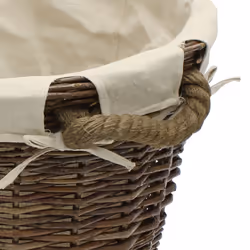 JVL Medium Lined Dark Willow Log Basket with Rope Handles