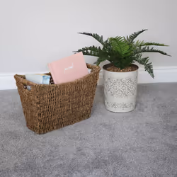 JVL Seagrass Newspaper Magazine Storage Rack, Wicker, Brown