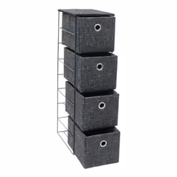 JVL Shadow 4 Drawer Narrow Fabric Storage Tower