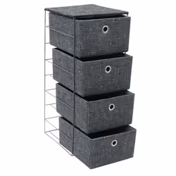 JVL Shadow 4 Drawer Wide Fabric Storage Tower