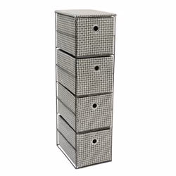 JVL Silva 4 Drawer Narrow Fabric Storage Tower, Grey