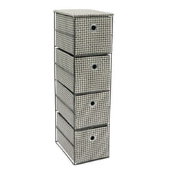 JVL Silva 4 Drawer Narrow Fabric Storage Tower, Grey